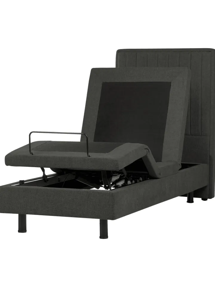 Beliani Betten & Matratzen<Einzelbett DUKE II in Grau/Schwarz - (W) 80 x (H) 120 x (L) 216 cm