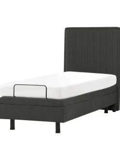 Beliani Betten & Matratzen<Einzelbett DUKE II in Grau/Schwarz - (W) 80 x (H) 120 x (L) 216 cm
