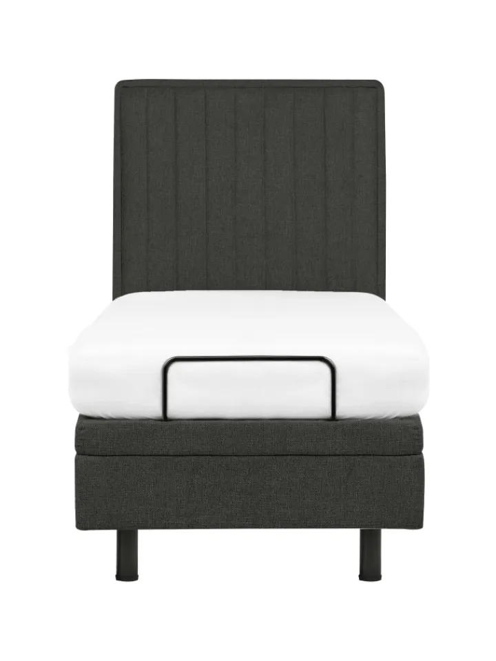 Beliani Betten & Matratzen<Einzelbett DUKE II in Grau/Schwarz - (W) 80 x (H) 120 x (L) 216 cm