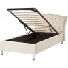 Beliani Betten & Matratzen<Einzelbett METZ in Beige/Silber - (W) 126 x (H) 102 x (L) 217 cm