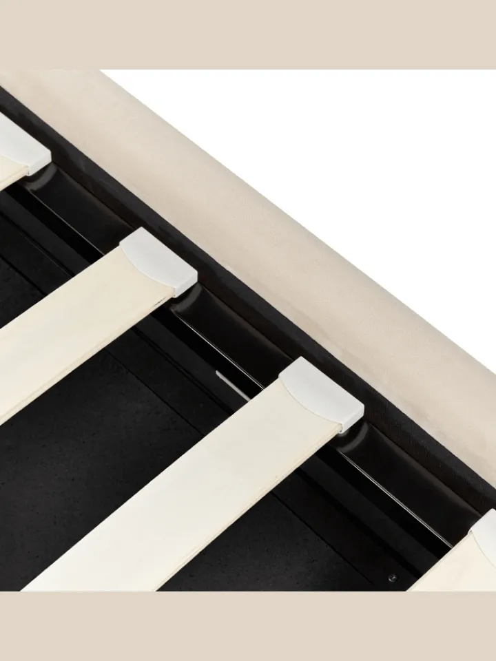 Beliani Betten & Matratzen<Einzelbett METZ in Beige/Silber - (W) 126 x (H) 102 x (L) 217 cm