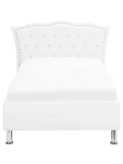 Beliani Betten & Matratzen<Einzelbett METZ in Weiß/Silber - (W) 126 x (H) 102 x (L) 217 cm