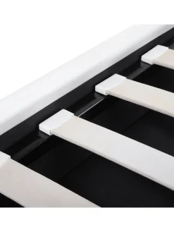 Beliani Betten & Matratzen<Einzelbett METZ in Weiß/Silber - (W) 126 x (H) 102 x (L) 217 cm