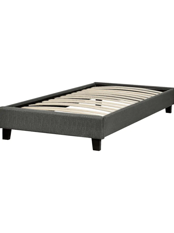 Beliani Betten & Matratzen<Einzelbett ROANNE in Grau/Braun - (W) 99 x (H) 29 x (L) 211 cm