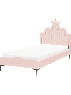 Beliani Betten & Matratzen<Einzelbett RUBIAN in Rosa/Schwarz - (W) 103 x (H) 115 x (L) 209 cm