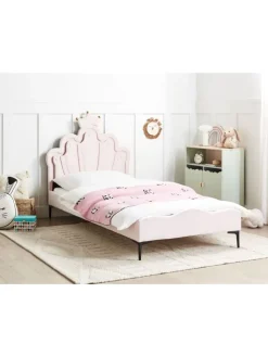 Beliani Betten & Matratzen<Einzelbett RUBIAN in Rosa/Schwarz - (W) 103 x (H) 115 x (L) 209 cm