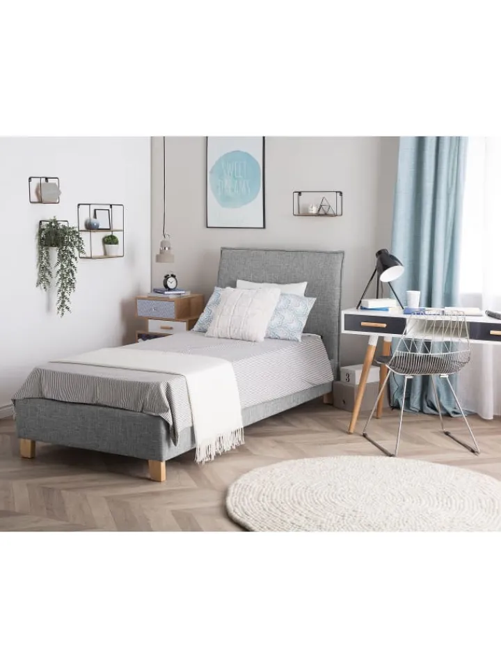 Beliani Betten & Matratzen<Einzelbett SENNEZ in Grau/Schwarz - (W) 100 x (H) 106 x (L) 211 cm