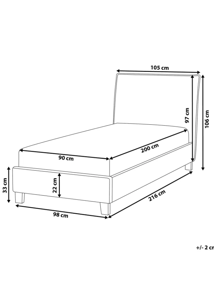 Beliani Betten & Matratzen<Einzelbett SENNEZ in Grau/Schwarz - (W) 100 x (H) 106 x (L) 211 cm