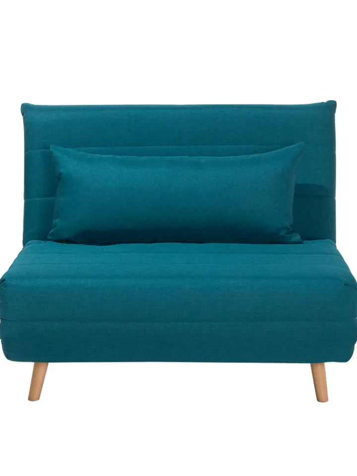 Beliani Sitzmöbel<Einzelsofa SETTEN in Blau/Braun - (W) 104 x (H) 82 x (L) 90 cm