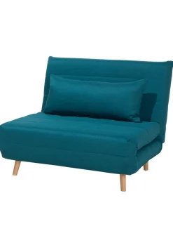 Beliani Sitzmöbel<Einzelsofa SETTEN in Blau/Braun - (W) 104 x (H) 82 x (L) 90 cm