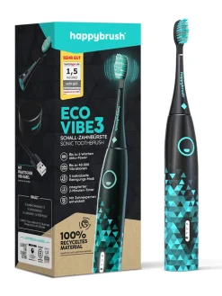 happybrush Technik|Zahn & Mundpflege<Elektrische Zahnbürste "Eco V3 Black-Mint" in Schwarz
