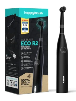 happybrush Technik|Zahn & Mundpflege<Elektrische Zahnbürste "Eco R2 AllBlack" in Schwarz