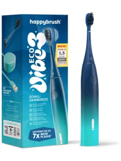 happybrush Zahn & Mundpflege<Elektrische Zahnbürste "Eco V3 Aurora" in Dunkelblau/ Türkis