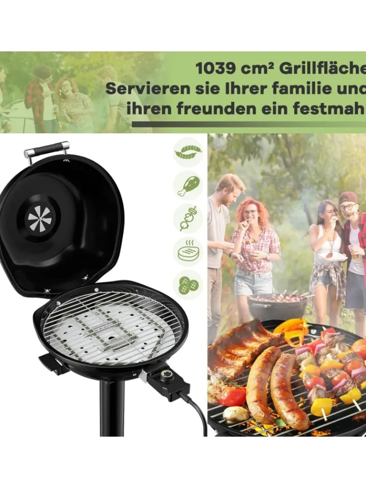 COSTWAY Grillen<Elektrogrill 1600W freistehend BBQ in Schwarz