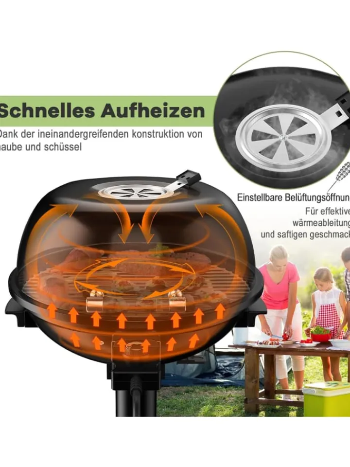 COSTWAY Grillen<Elektrogrill 1600W freistehend BBQ in Schwarz