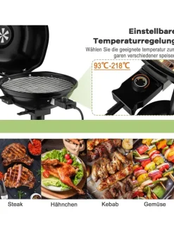 COSTWAY Grillen<Elektrogrill 1600W freistehend BBQ in Schwarz