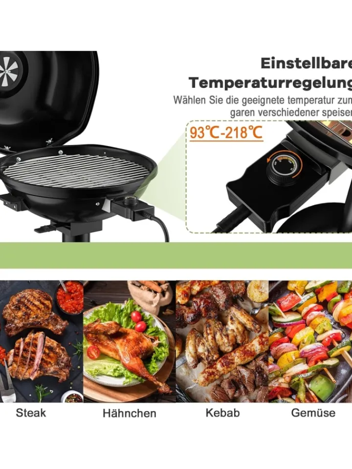 COSTWAY Grillen<Elektrogrill 1600W freistehend BBQ in Schwarz
