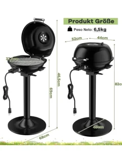 COSTWAY Grillen<Elektrogrill 1600W freistehend BBQ in Schwarz