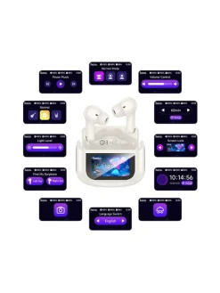 Wisam® Tv & Audio<EQ21 TWS Kopfhörer ANC+ENC Touchscreen Case Weiß
