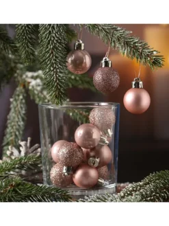 MARELIDA Weihnachtsschmuck<14er Set Baumkugeln bruchfest glänzend matt D: 3cm in rosa
