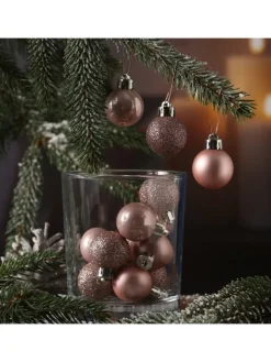 MARELIDA Weihnachtsschmuck<14er Set Baumkugeln bruchfest glänzend matt D: 3cm in rosa
