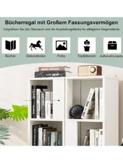 COSTWAY Regale & Schränke<2er Set Bücherregal in Weiß