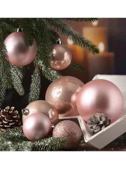 MARELIDA Weihnachtsschmuck<26er Set Christbaumkugel Weihnachtskugel bruchfest matt glänzend in rosa
