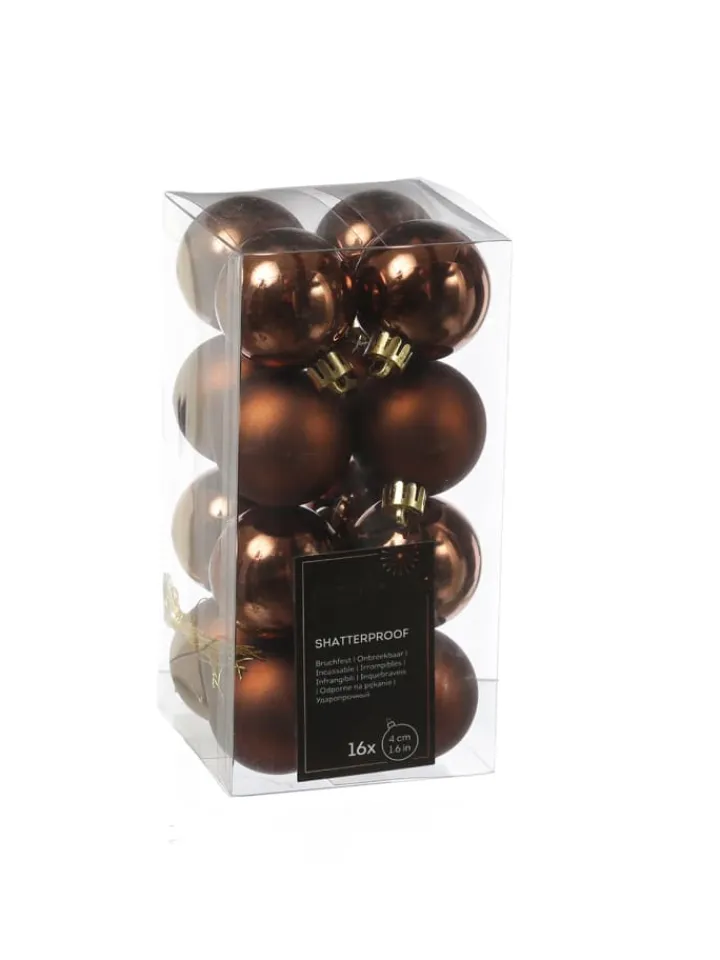 MARELIDA Weihnachtsschmuck<16er Set Christbaumkugeln Weihnachtskugeln bruchfest D: 4cm in braun