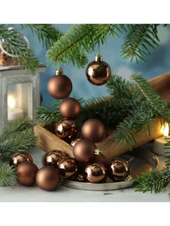 MARELIDA Weihnachtsschmuck<16er Set Christbaumkugeln Weihnachtskugeln bruchfest D: 4cm in braun