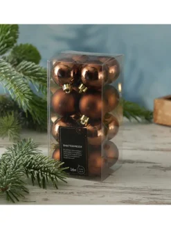 MARELIDA Weihnachtsschmuck<16er Set Christbaumkugeln Weihnachtskugeln bruchfest D: 4cm in braun