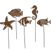 UNUS Gartendekoration<5er Set Gartenstecker Rost Fische in Braun