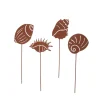 UNUS Gartendekoration<4er Set Gartenstecker Rost Muscheln in Braun