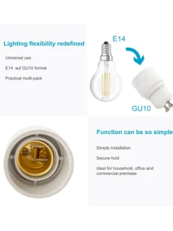 Intirilife Leuchtmittel<4er Set Lampenadapter E27 auf G9 in WEISS
