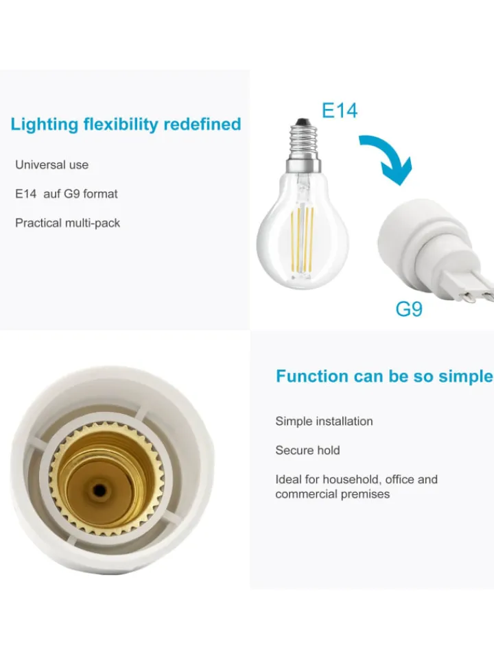 Intirilife Leuchtmittel<4er Set Lampenadapter E40 auf E27 in WEISS