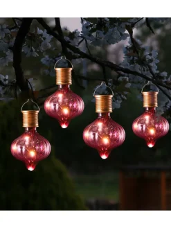 MARELIDA Außenleuchten<4er Set LED Solar Glühbirnen orient H: 11,7cm in pink