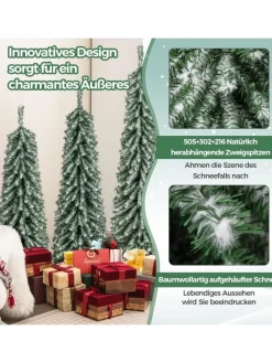 COSTWAY Künstliche Weihnachtsbäume<3er Set LED Weihnachtsbaum Künstlich 120+150+180cm in Grün