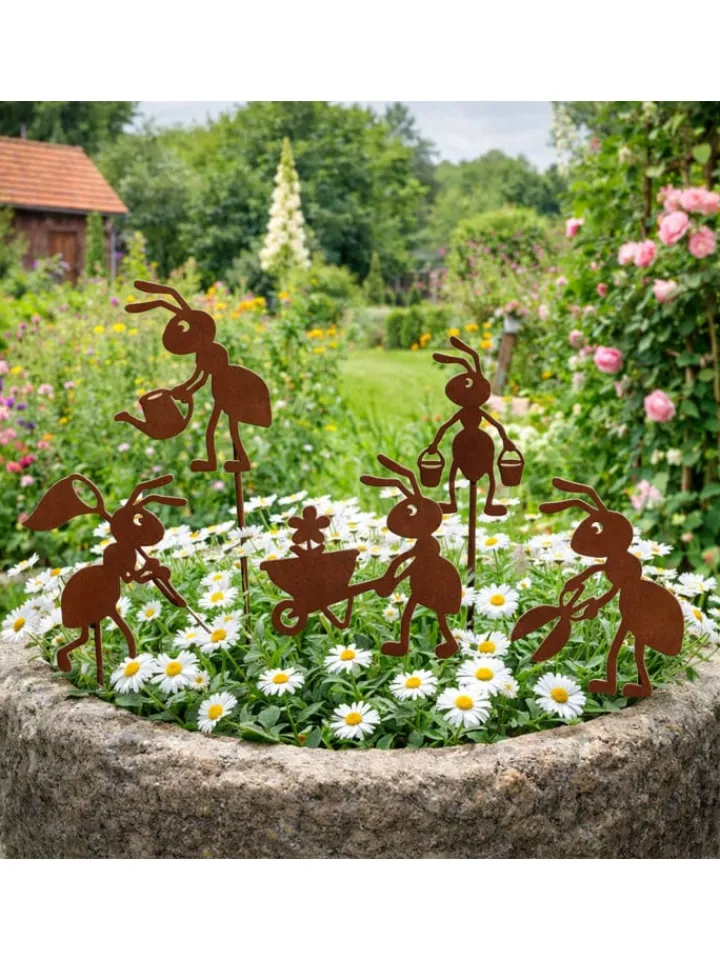 UNUS Gartendekoration<5er Set Metall in Rost