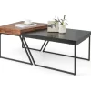 COSTWAY Tische<2er Set Satztisch in Schwarz