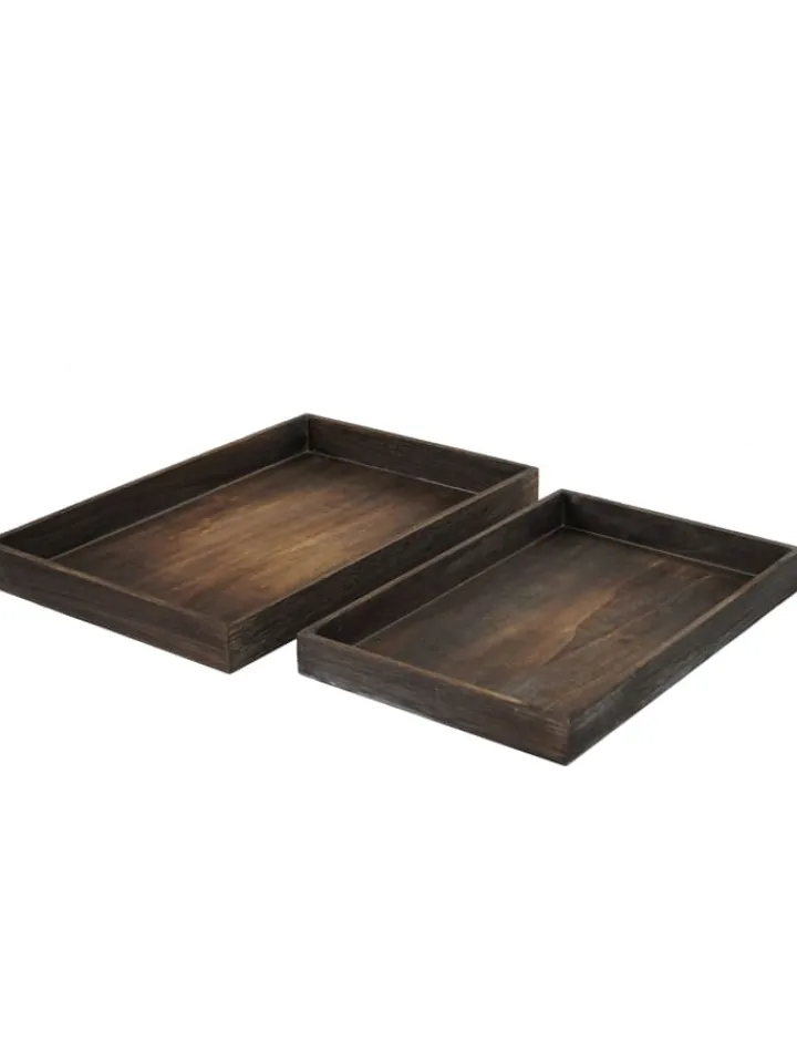 MCW Dekoschalen<2er Set Serviertablett im Shabby-Look, Braun