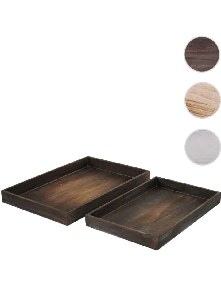 MCW Dekoschalen<2er Set Serviertablett im Shabby-Look, Braun