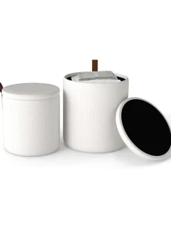 COSTWAY Sitzmöbel<2er Set Sitzhocker mit Stauraum 25L / 40L in Beige