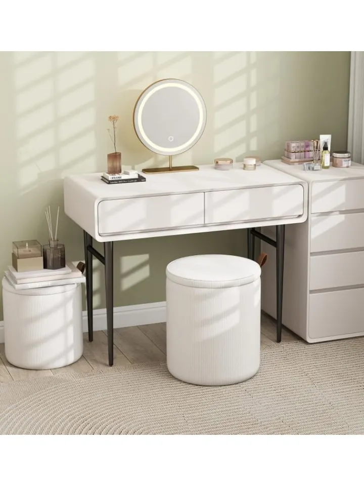 COSTWAY Sitzmöbel<2er Set Sitzhocker mit Stauraum 25L / 40L in Beige