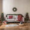 COSTWAY Künstliche Weihnachtsbäume<2er Set Weihnachtsbaum mit Weihnachtsgirlande Weihnachtskranz in Grün