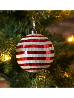 MARELIDA Weihnachtsschmuck<6er Set Weihnachtsbaumkugel Discokugel Spiegelkugel D: 8cm in rot, weiß