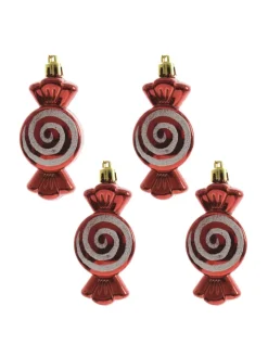 MARELIDA Weihnachtsschmuck<4er Set Weihnachtsbaumschmuck Bonbon Weihnachtsdeko H: 8cm in rot