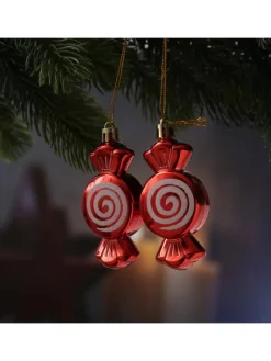 MARELIDA Weihnachtsschmuck<4er Set Weihnachtsbaumschmuck Bonbon Weihnachtsdeko H: 8cm in rot