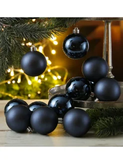 MARELIDA Weihnachtsschmuck<12er Set Weihnachtskugeln bruchfest D: 6cm Baumkugeln in dunkelblau