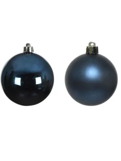 MARELIDA Weihnachtsschmuck<12er Set Weihnachtskugeln bruchfest D: 6cm Baumkugeln in dunkelblau