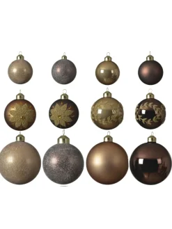 MARELIDA Weihnachtsschmuck<12er Set Weihnachtskugeln Glas 3 Größen in braun