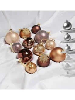 MARELIDA Weihnachtsschmuck<12er Set Weihnachtskugeln Glas 3 Größen in braun